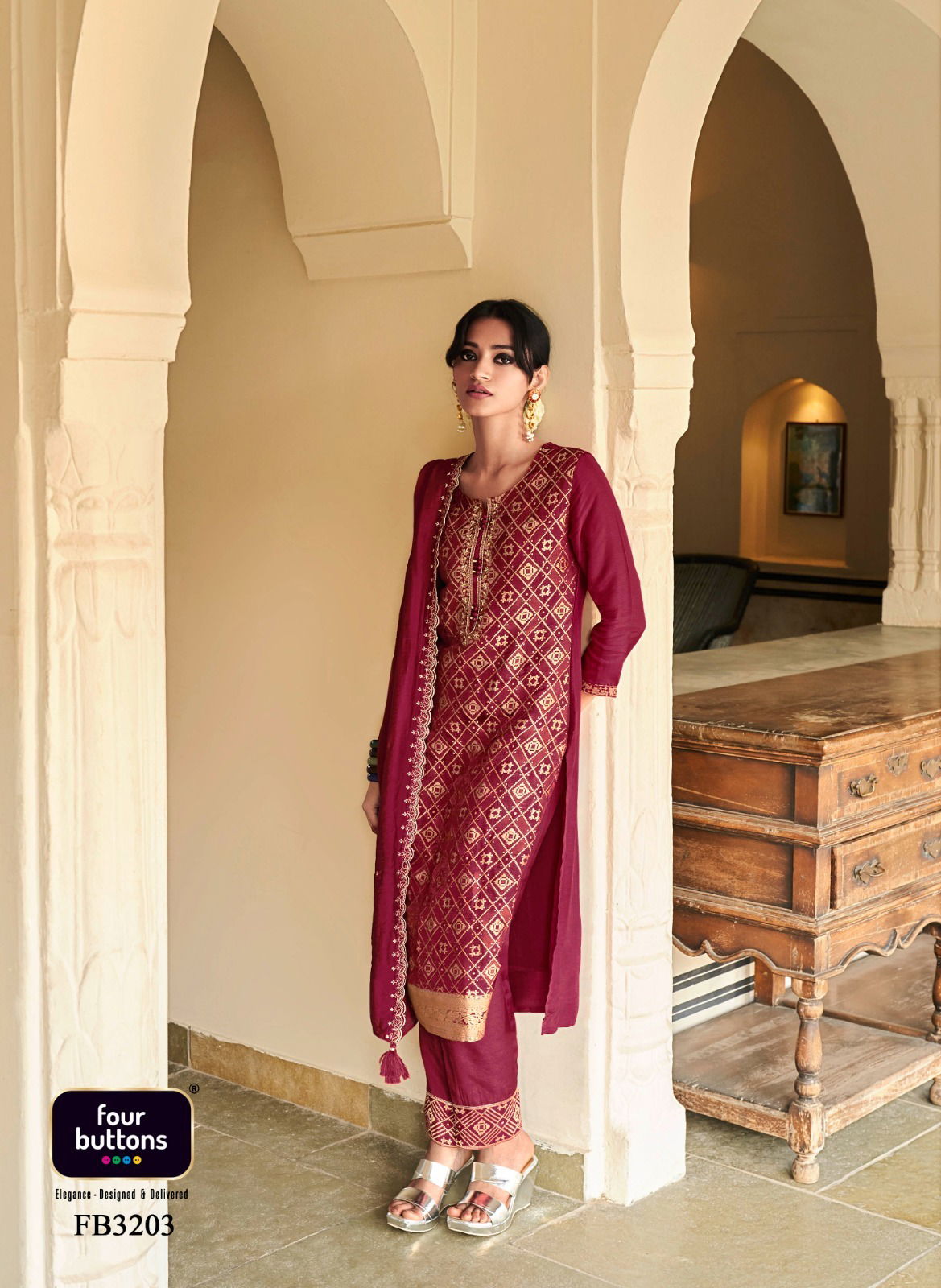 Banaras 3 By Four Buttons Readymade Salwar Kameez
